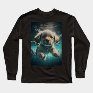 Adorable Puppy in the Water Long Sleeve T-Shirt